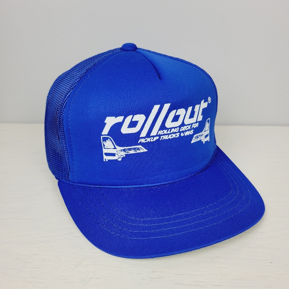 Rollout Retro Blue Trucker Hat Vintage Mesh Snapback Cap
